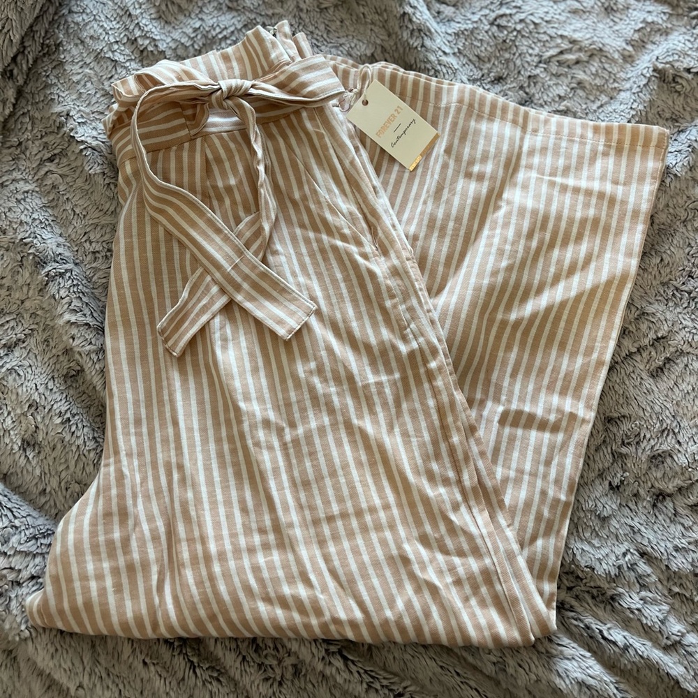 NWT Forever 21 Contemporary Striped Cropped Flare Leg Pant